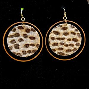 Faux fur animal print fishhook earrings